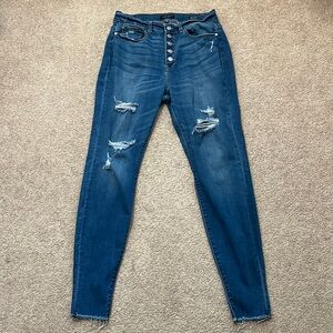 Judy Blue Distressed Dark Blue Skinny Jeans